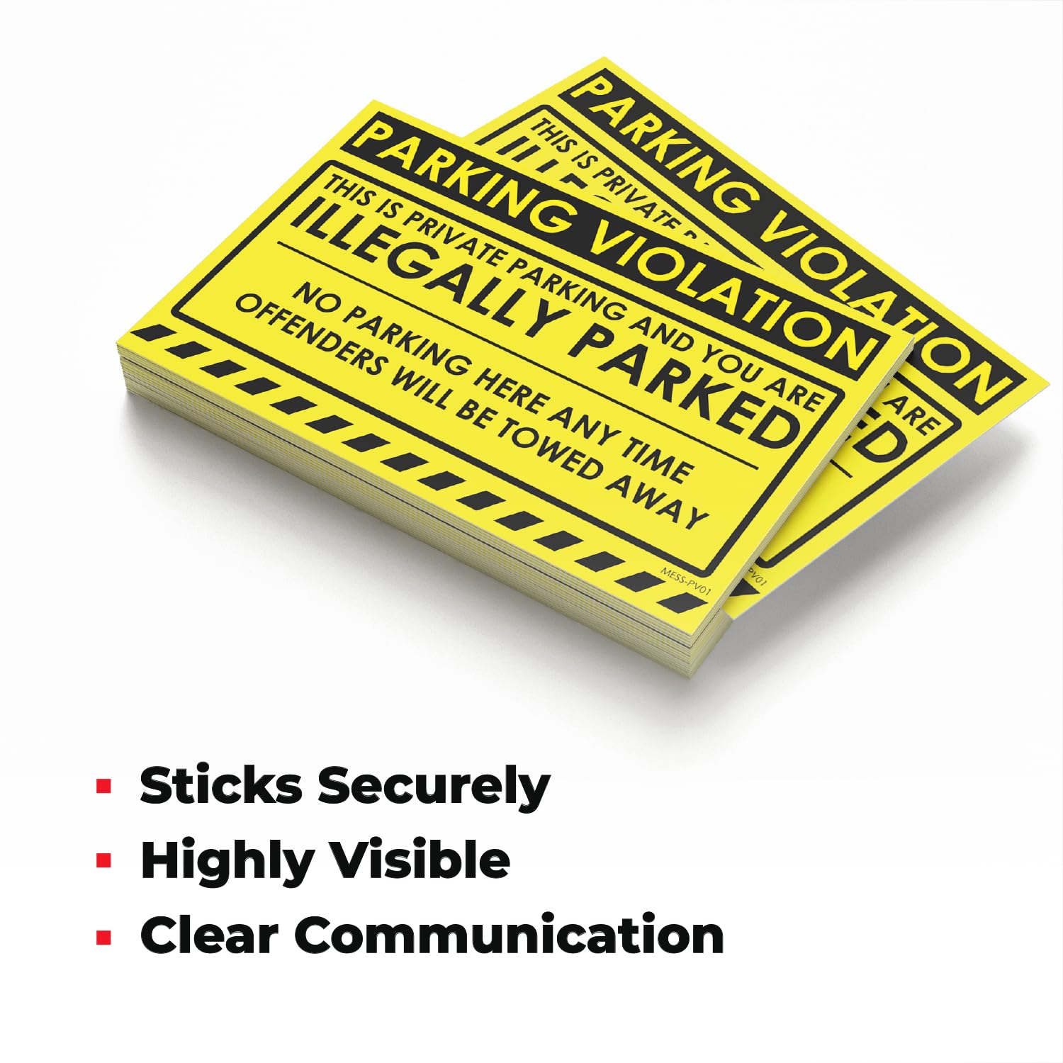 100 Mess Parking Violation Stickers Hard To Remove - No Parking Stickers - Bad Parking Stickers - Super Sticky Warning Stickers For Towing Parked Cars 8X5 In (Yellow Illegally Parked, 100)